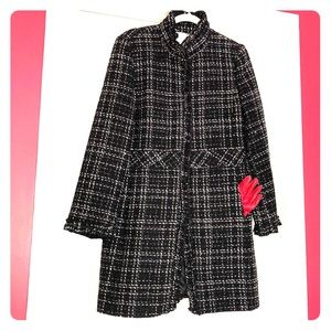 WHBM Black and white tweed coat